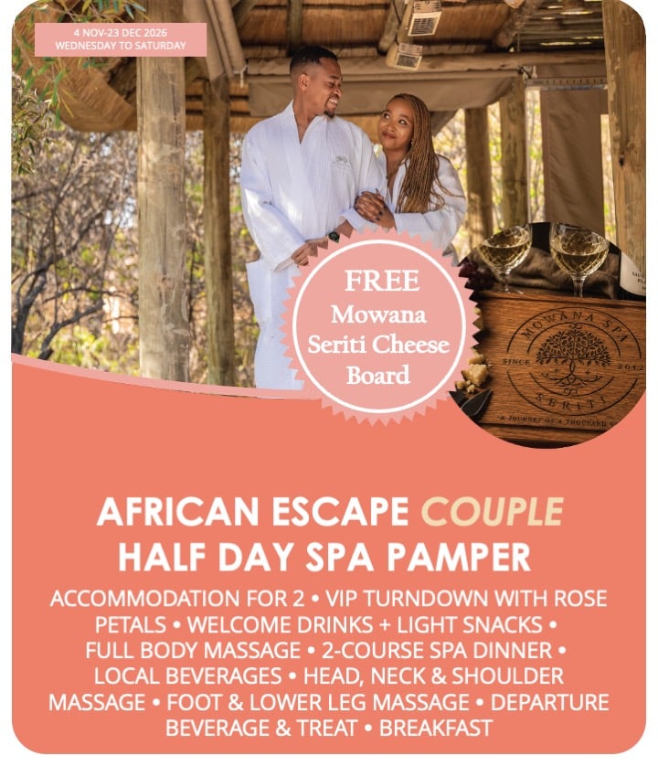 African Escape COUPLE - Spa & Stay Pamper Journey Nov Dec '26