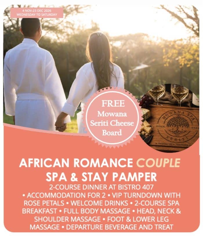 African Romance COUPLE - Spa & Stay Pamper Journey Nov Dec '26